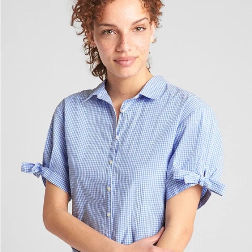 GAP Buttoned Shirt Light Blue Gingham  Sz. L